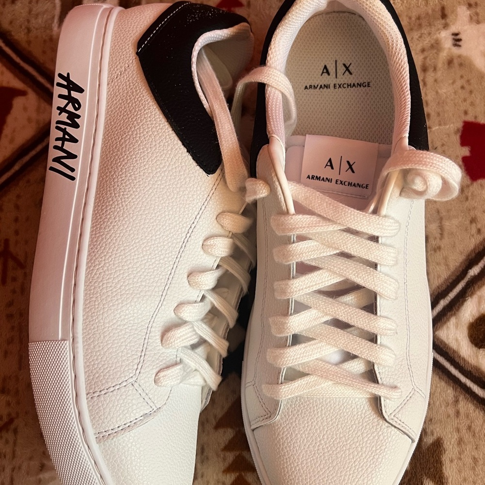 Armani Exchange White and Black Men's Sneakers